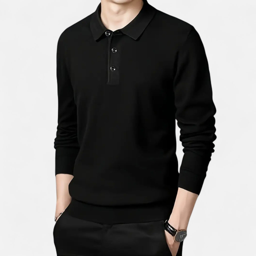 Solènne | Men’s Slim-Fit Knit Button-Collar Sweater