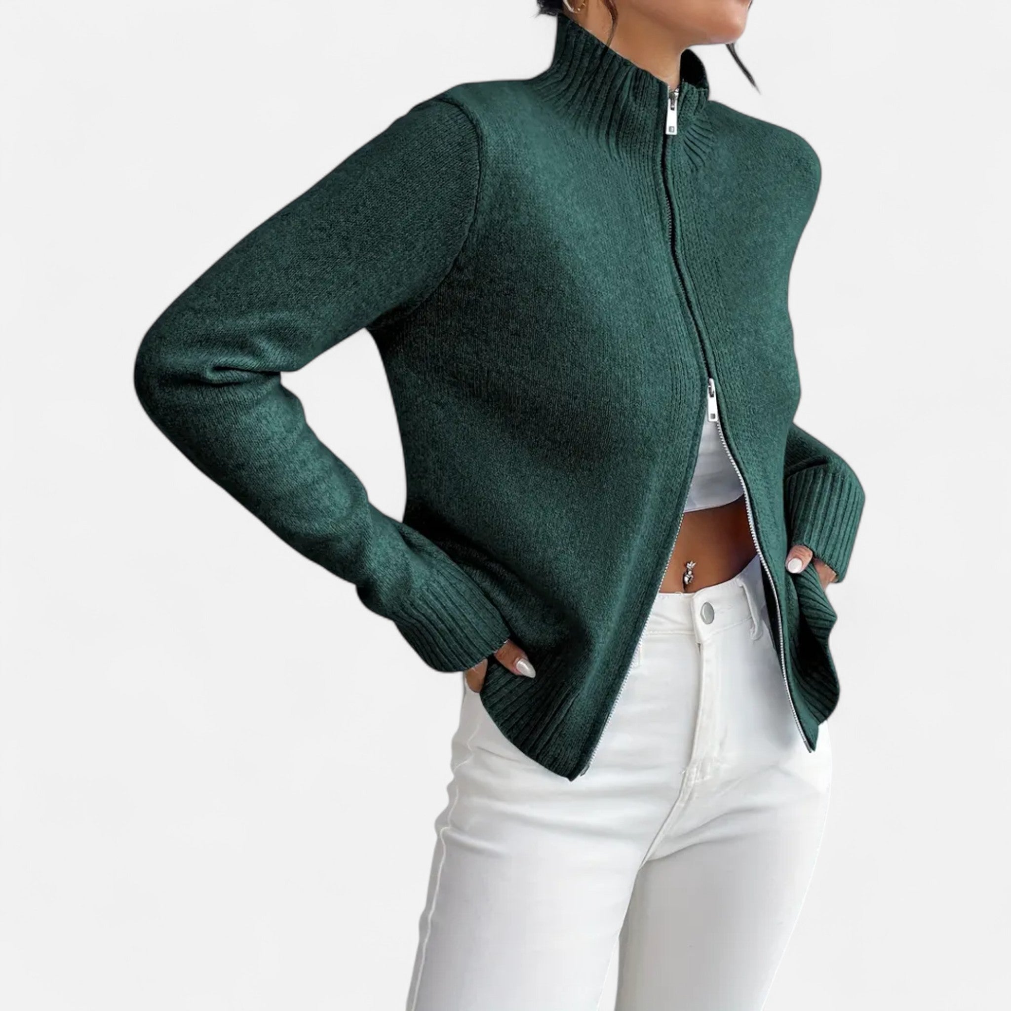 Solènne | Women’s Dual-Zip Colour-Block Sweater