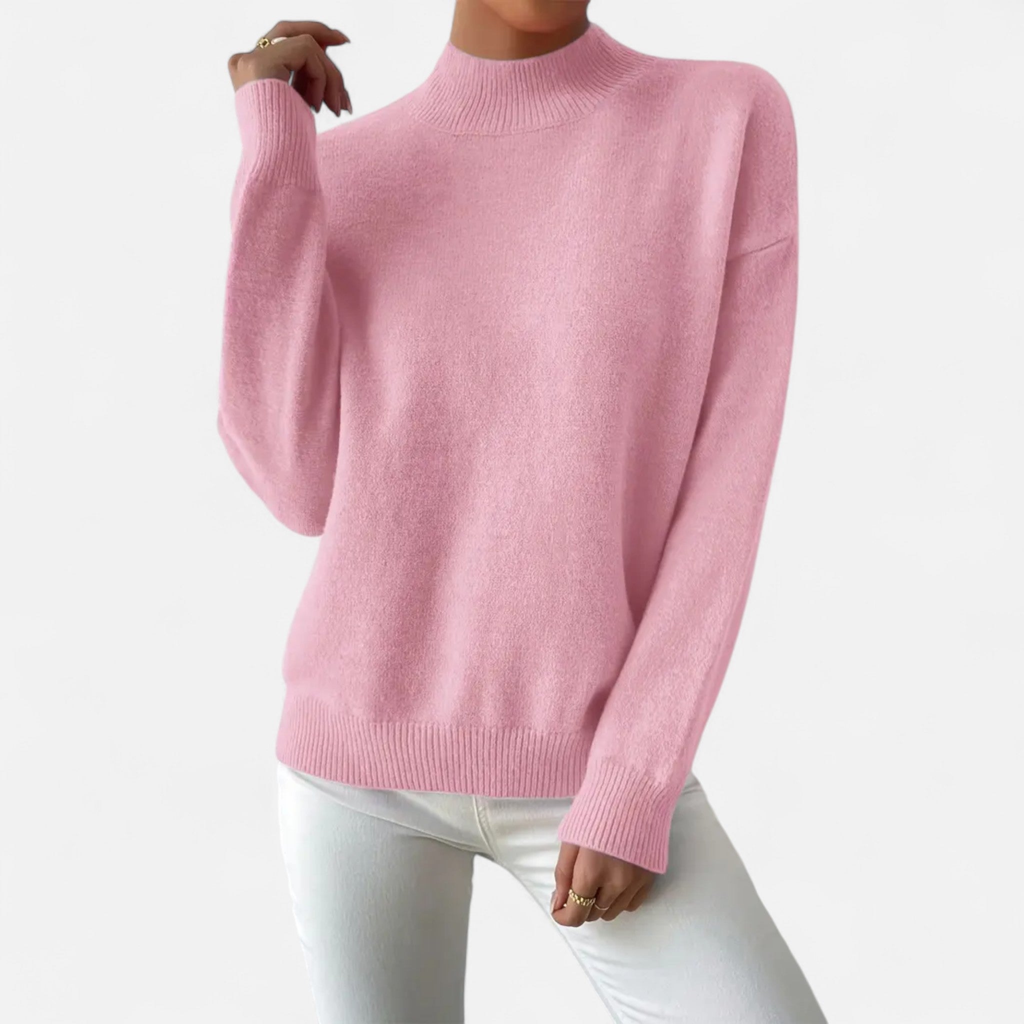 Solènne | Women’s Elegant Mock-Neck Pullover Sweater
