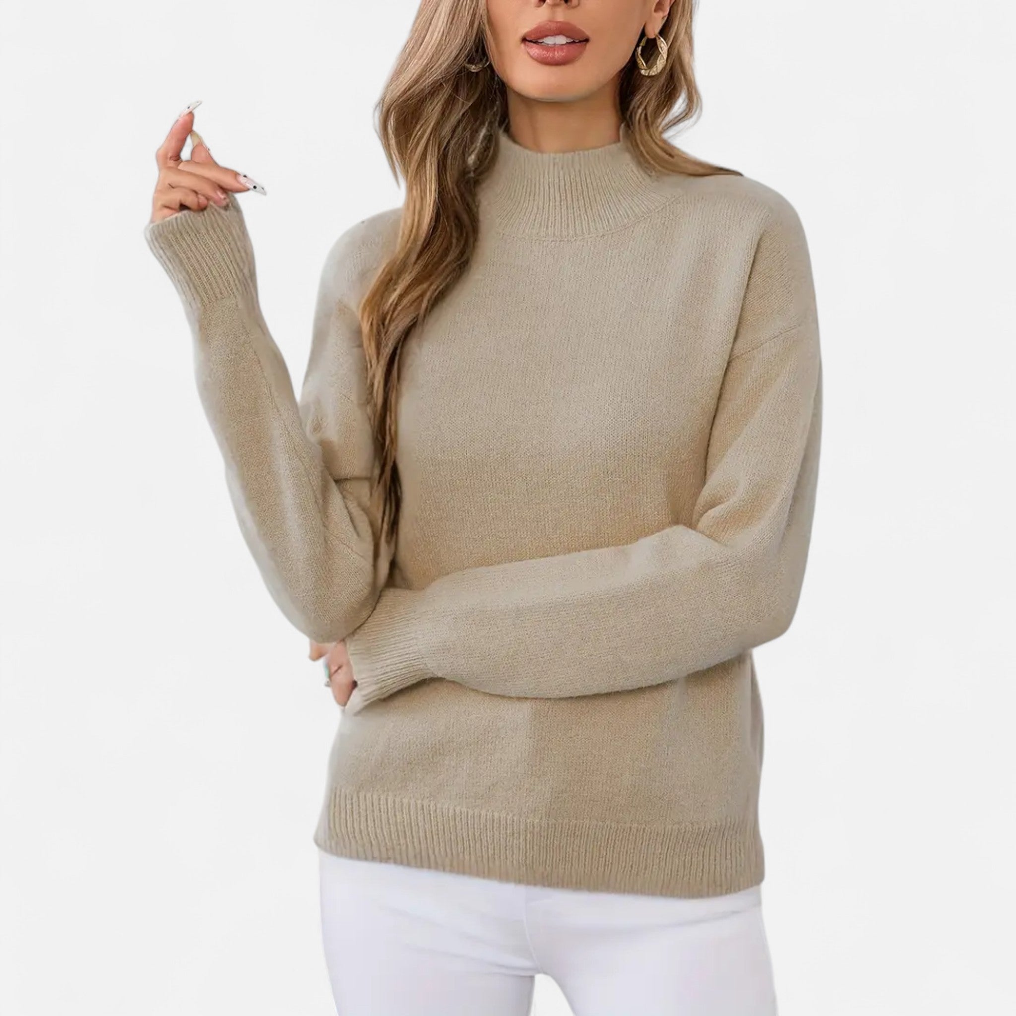 Solènne | Women’s Elegant Mock-Neck Pullover Sweater