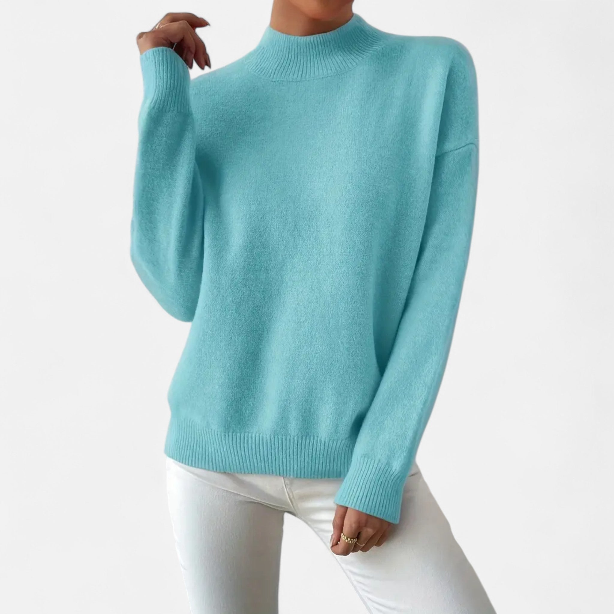 Solènne | Women’s Elegant Mock-Neck Pullover Sweater