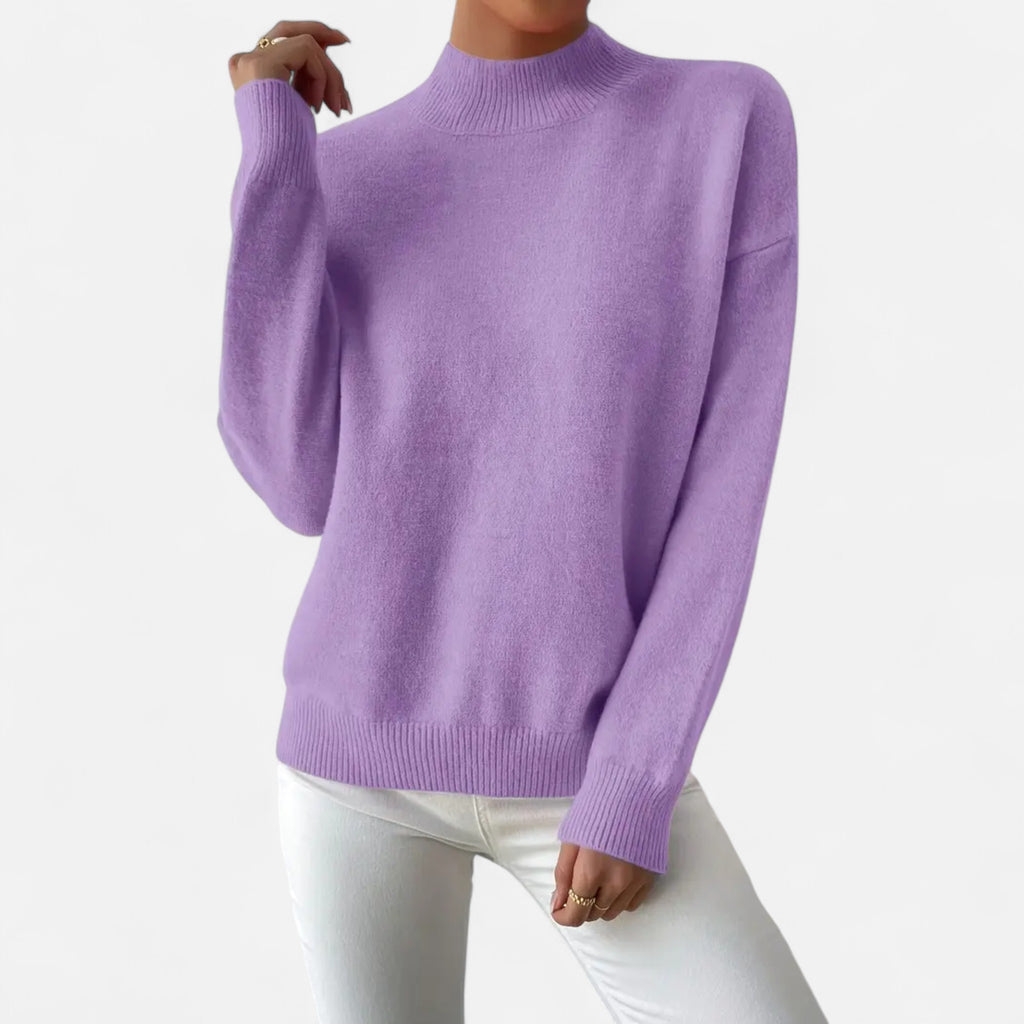 Solènne | Women’s Elegant Mock-Neck Pullover Sweater