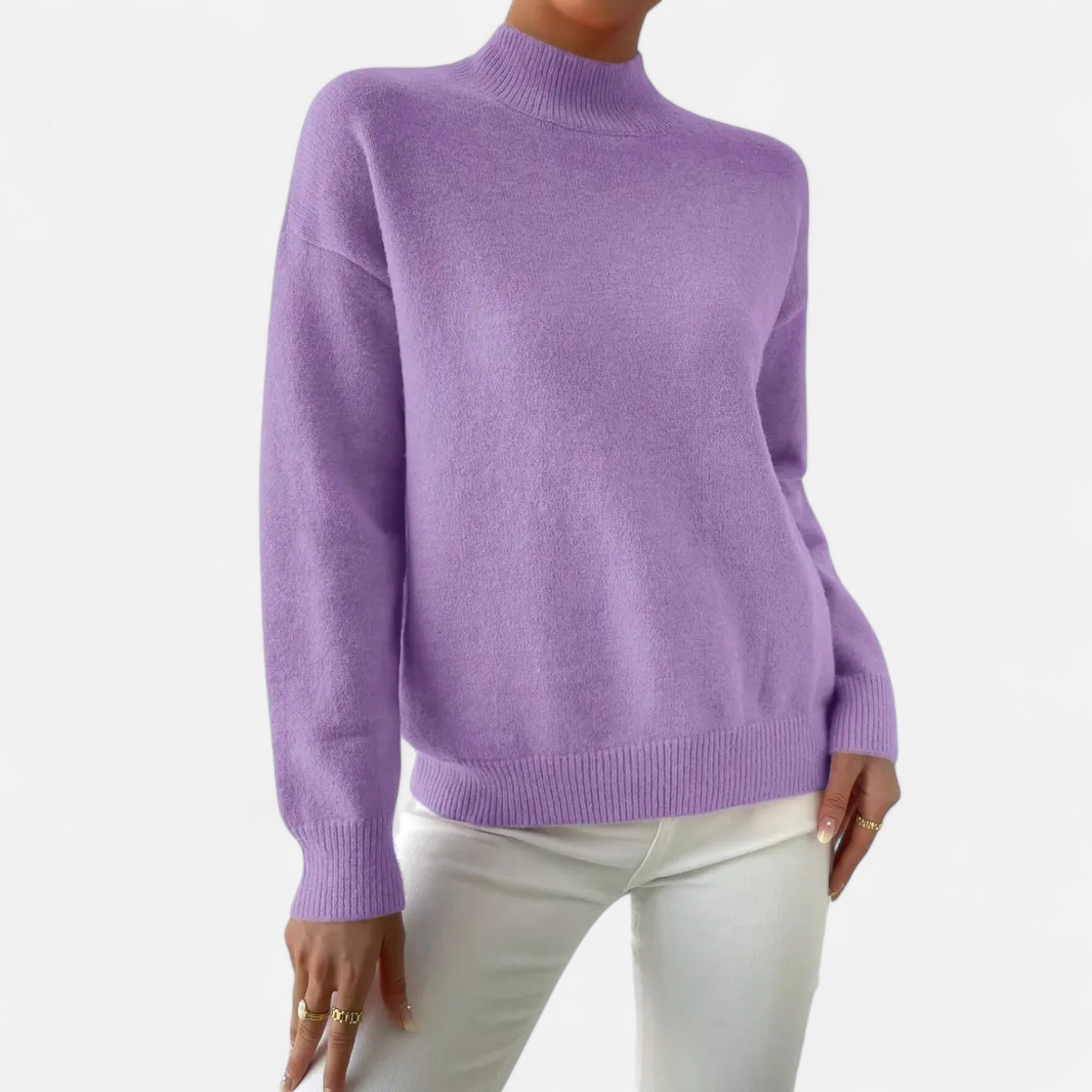 Solènne | Women’s Elegant Mock-Neck Pullover Sweater