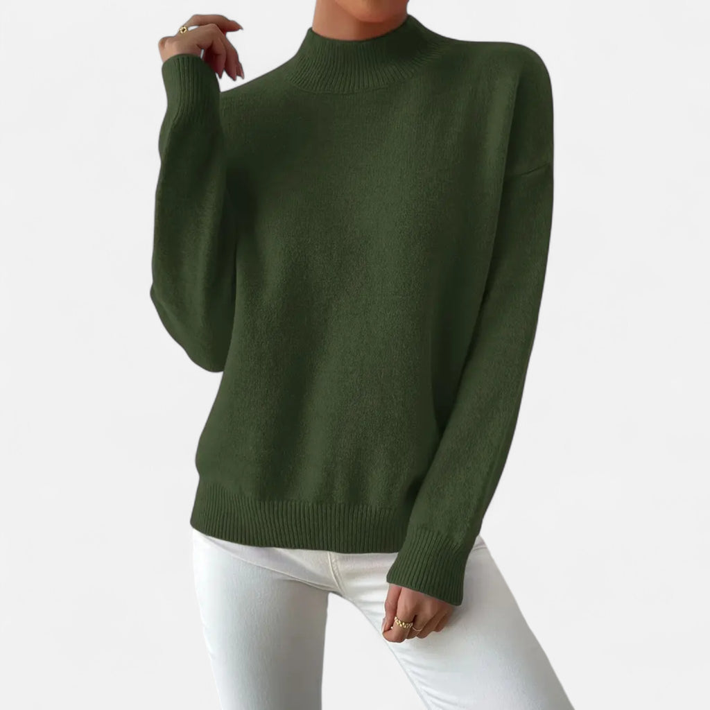 Solènne | Women’s Elegant Mock-Neck Pullover Sweater