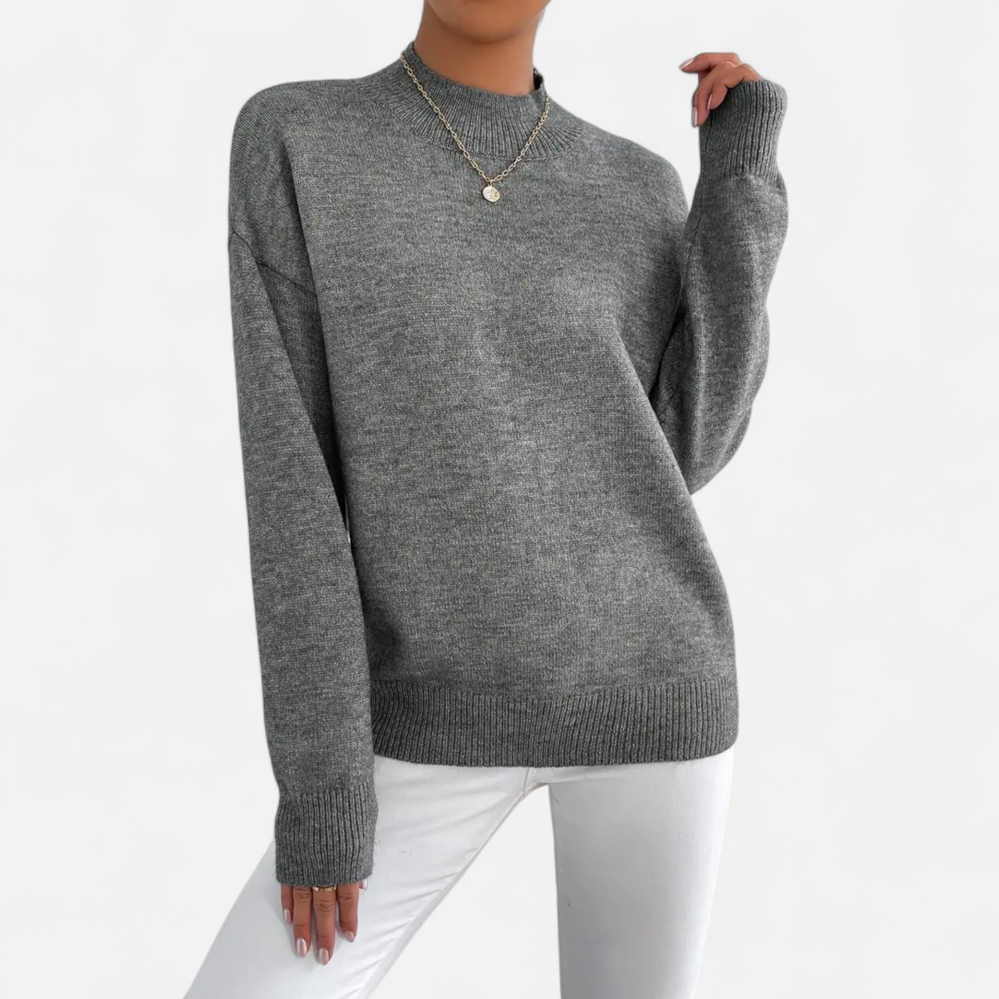 Solènne | Women’s Elegant Mock-Neck Pullover Sweater