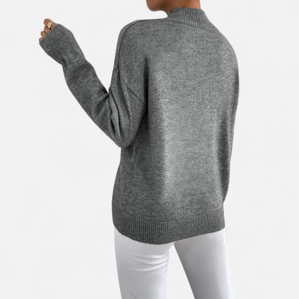 Solènne | Women’s Elegant Mock-Neck Pullover Sweater