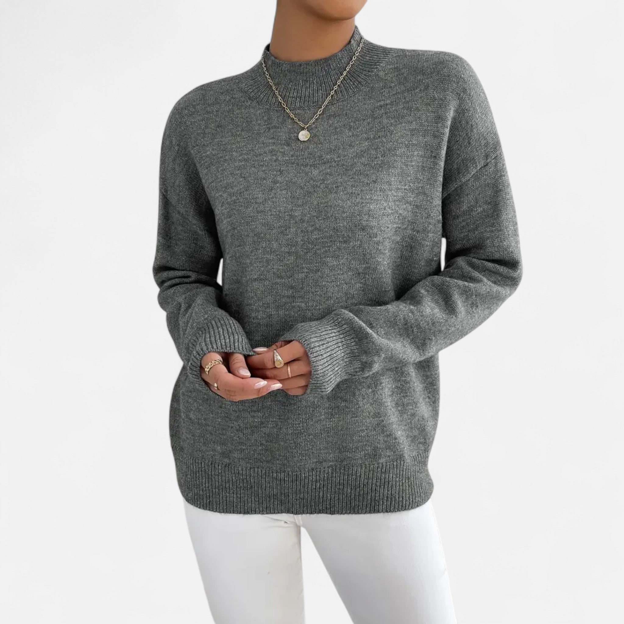 Solènne | Women’s Elegant Mock-Neck Pullover Sweater