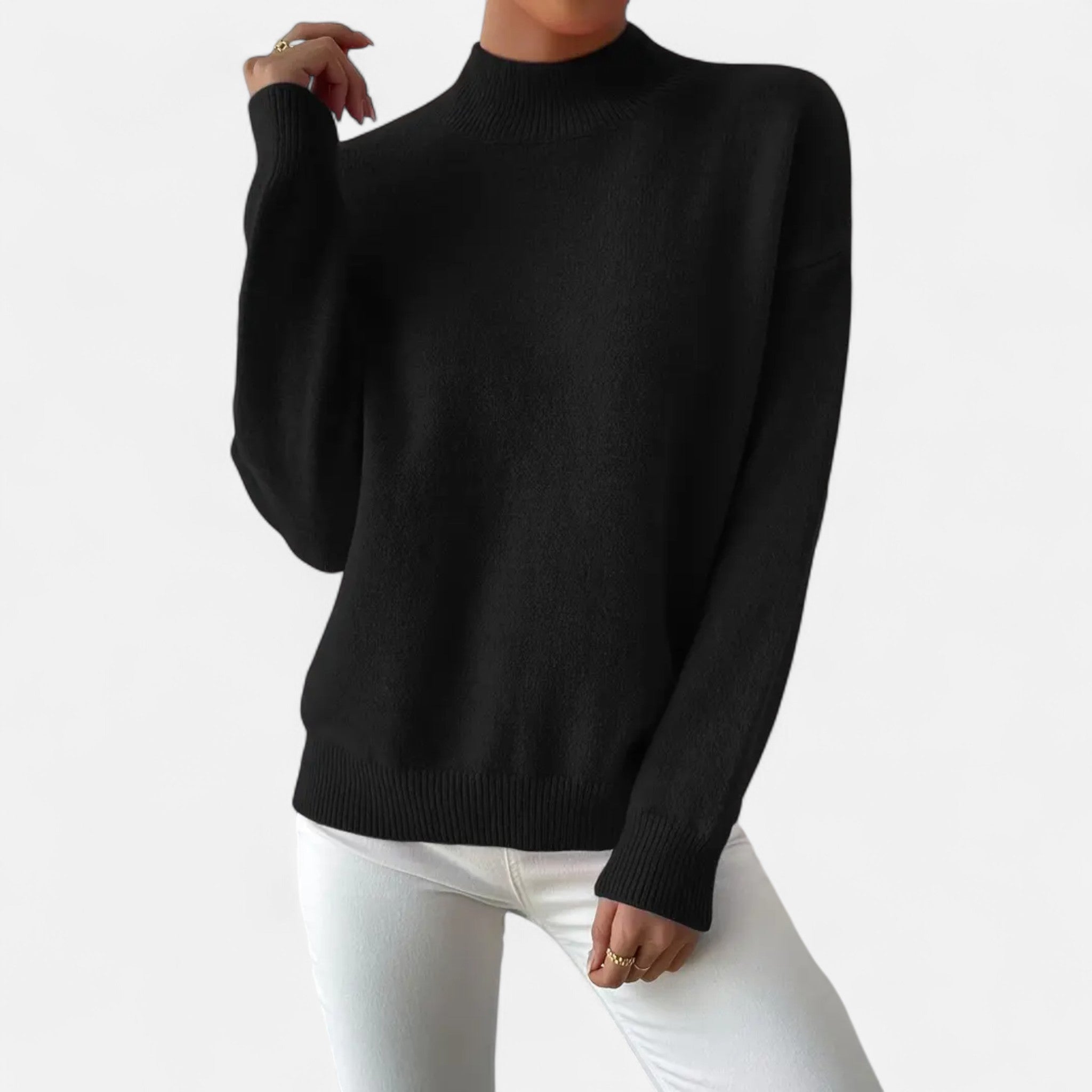 Solènne | Women’s Elegant Mock-Neck Pullover Sweater