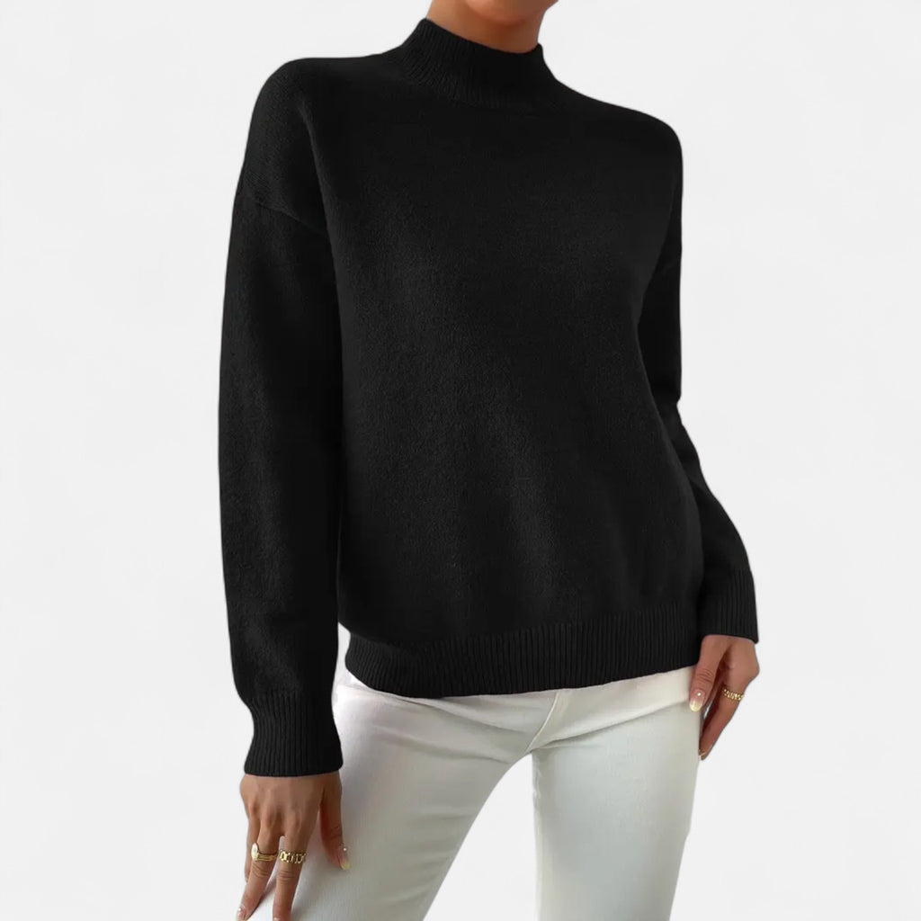 Solènne | Women’s Elegant Mock-Neck Pullover Sweater