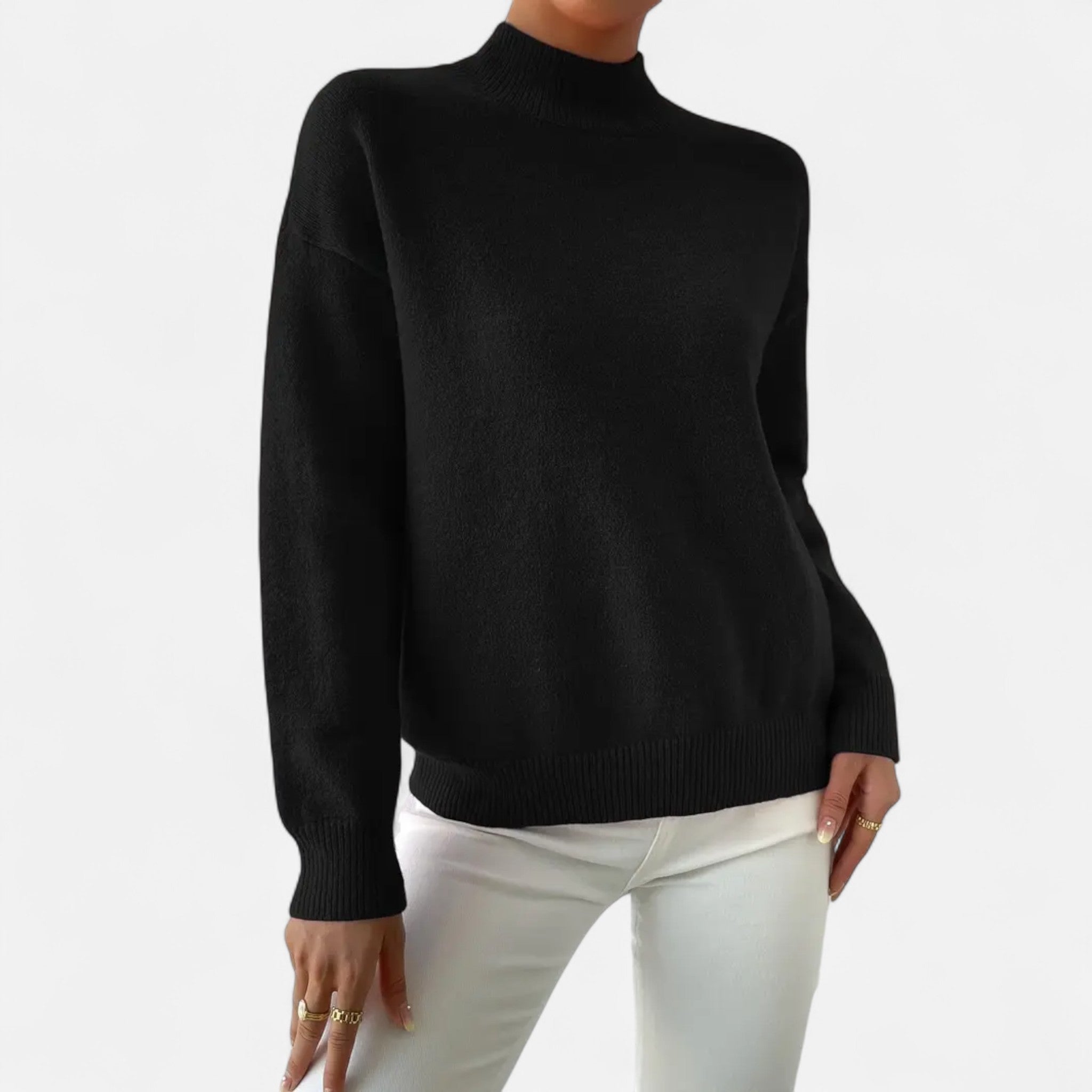 Solènne | Women’s Elegant Mock-Neck Pullover Sweater
