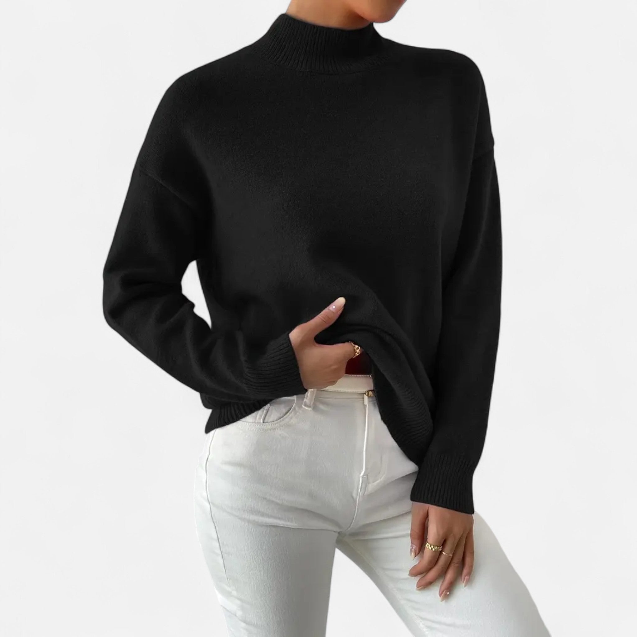 Solènne | Women’s Elegant Mock-Neck Pullover Sweater