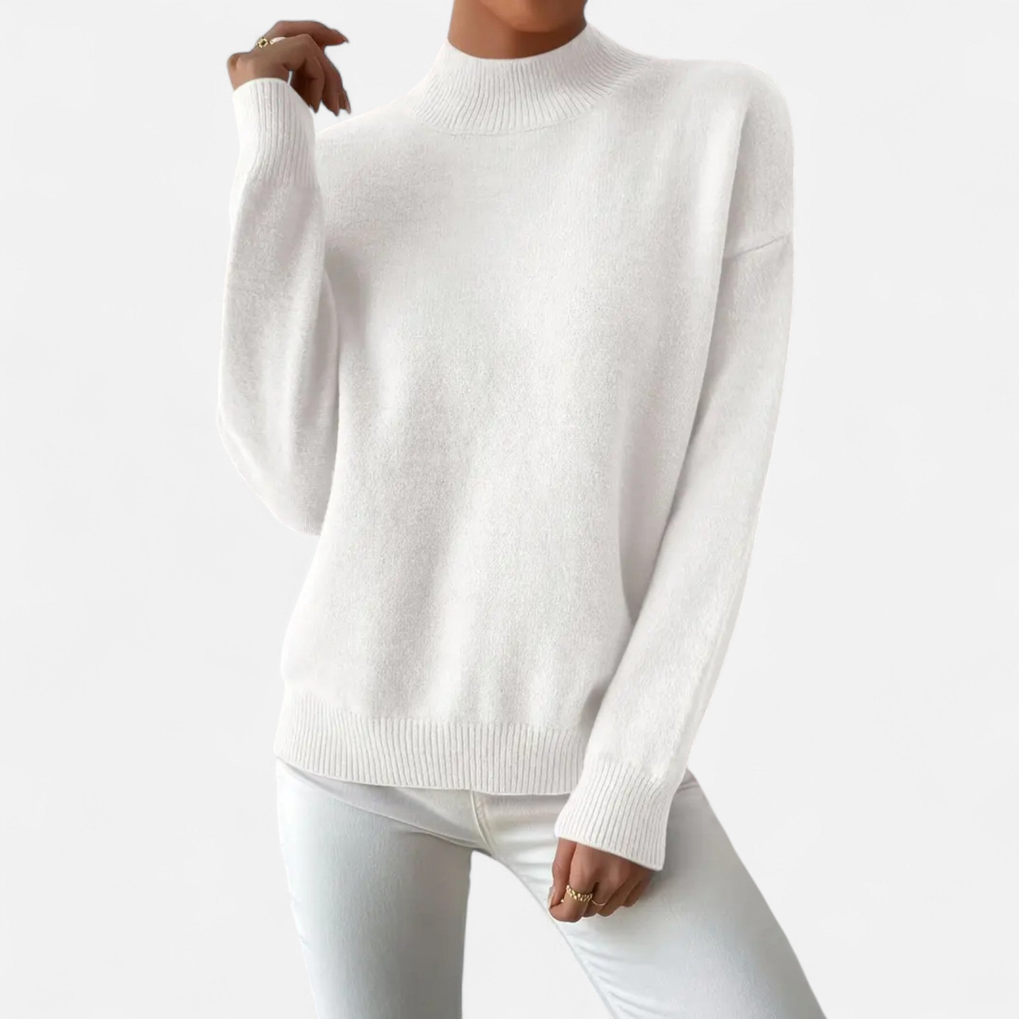 Solènne | Women’s Elegant Mock-Neck Pullover Sweater