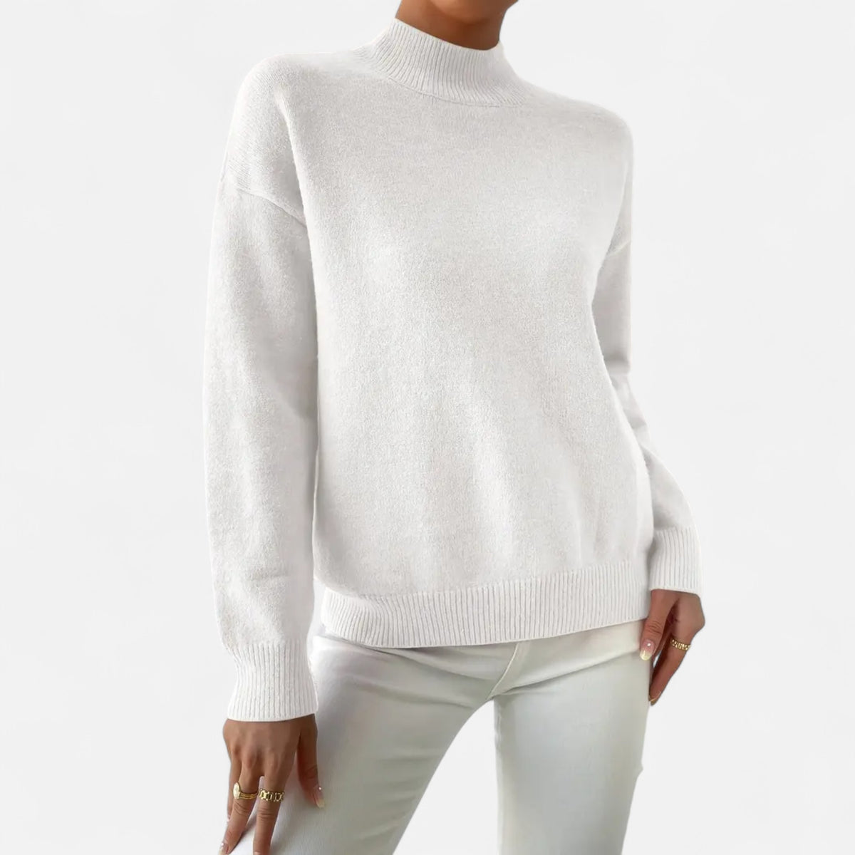 Solenne | Women’s Elegant Mock-Neck Pullover Sweater