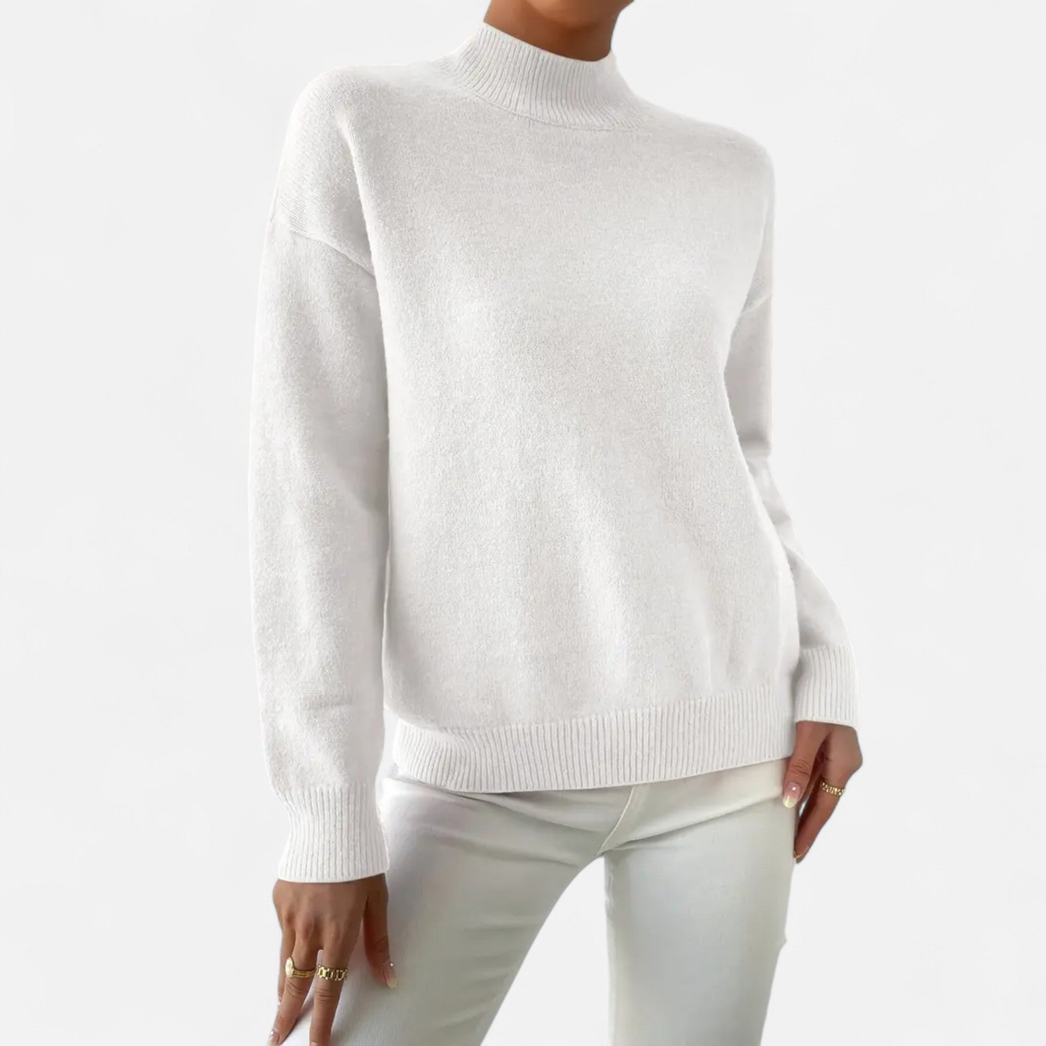 Solènne | Women’s Elegant Mock-Neck Pullover Sweater