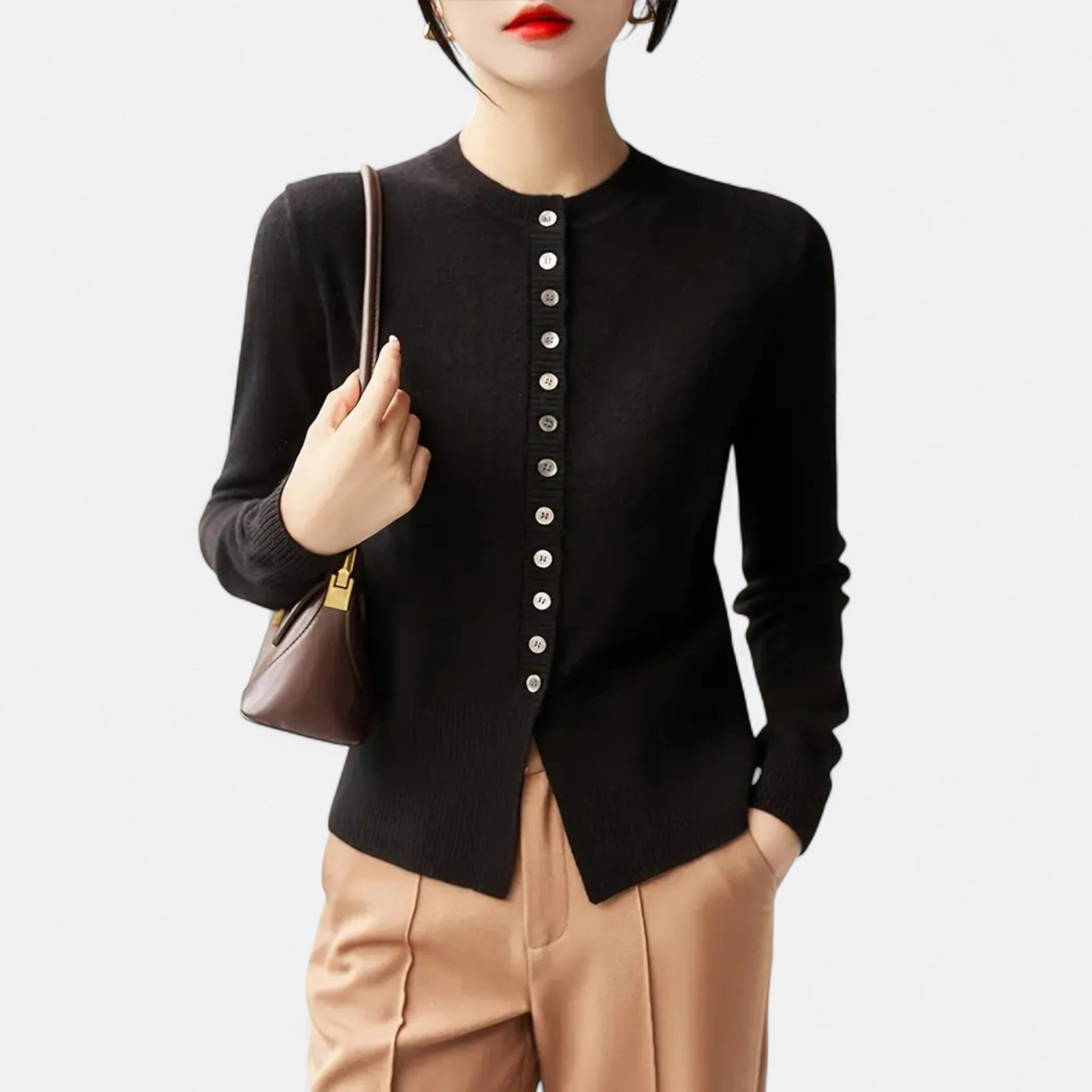 Solènne | Women’s Elegant Knit Button-Front Cardigan