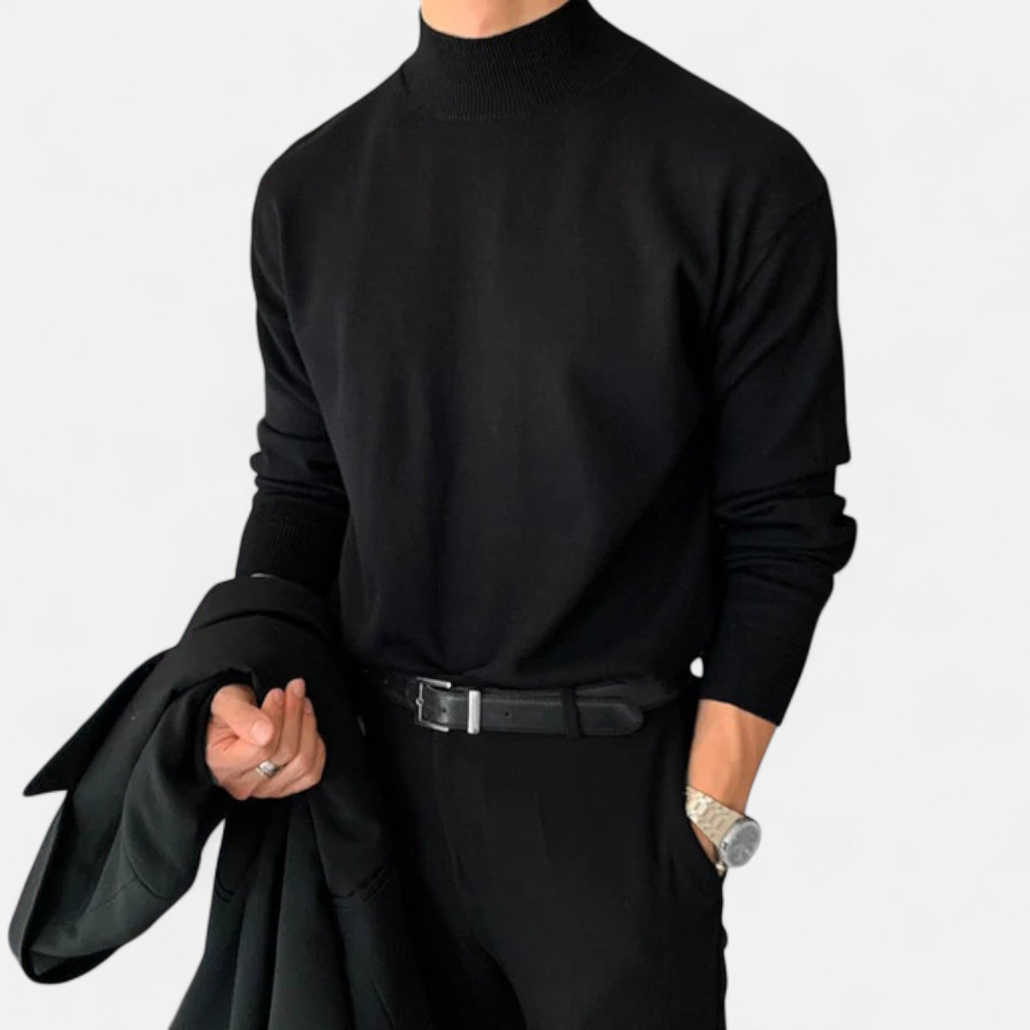 Solènne | Men’s Half-Turtleneck Cotton Blend Sweater