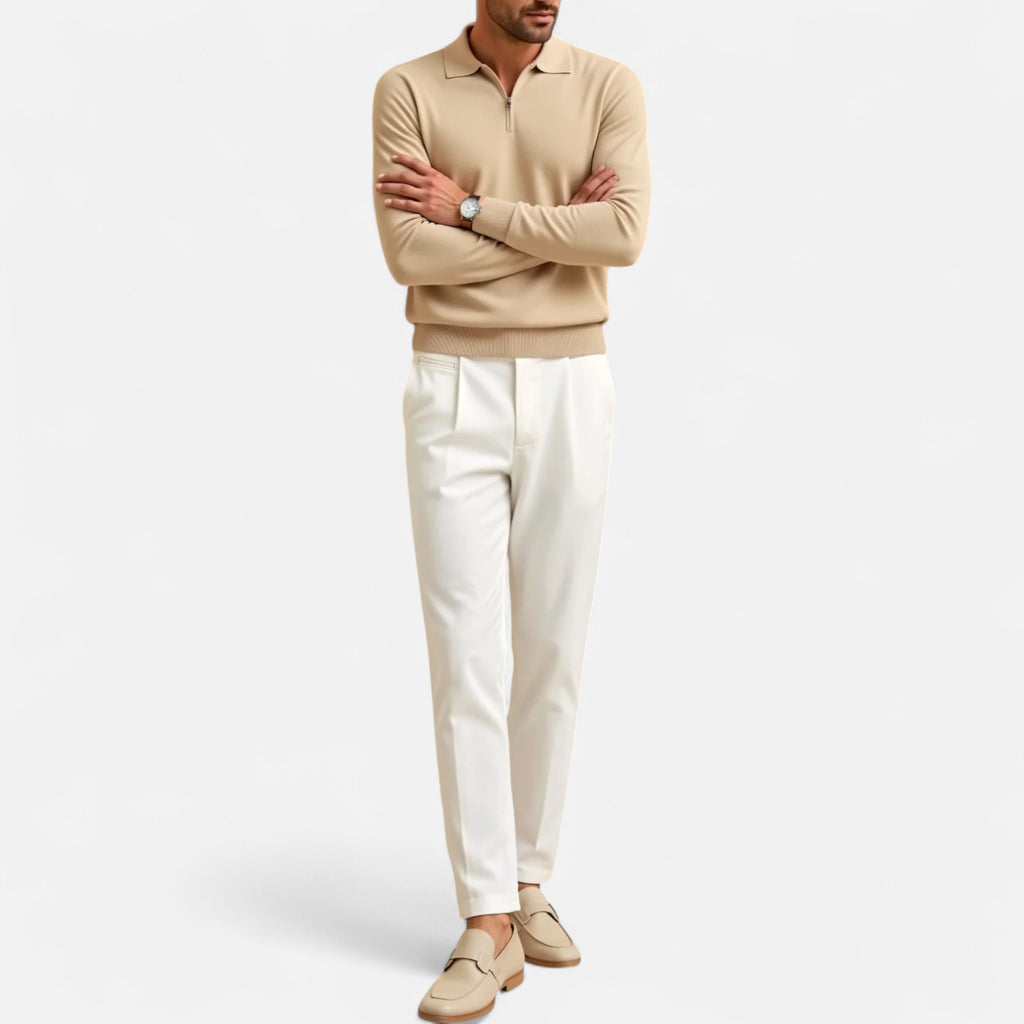 Solènne | Men’s Long-Sleeve Zip-Neck Polo