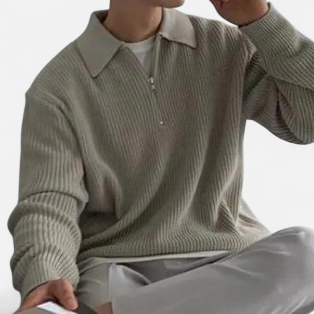 Solènne | Men’s Cotton Half-Zip Knit Sweater