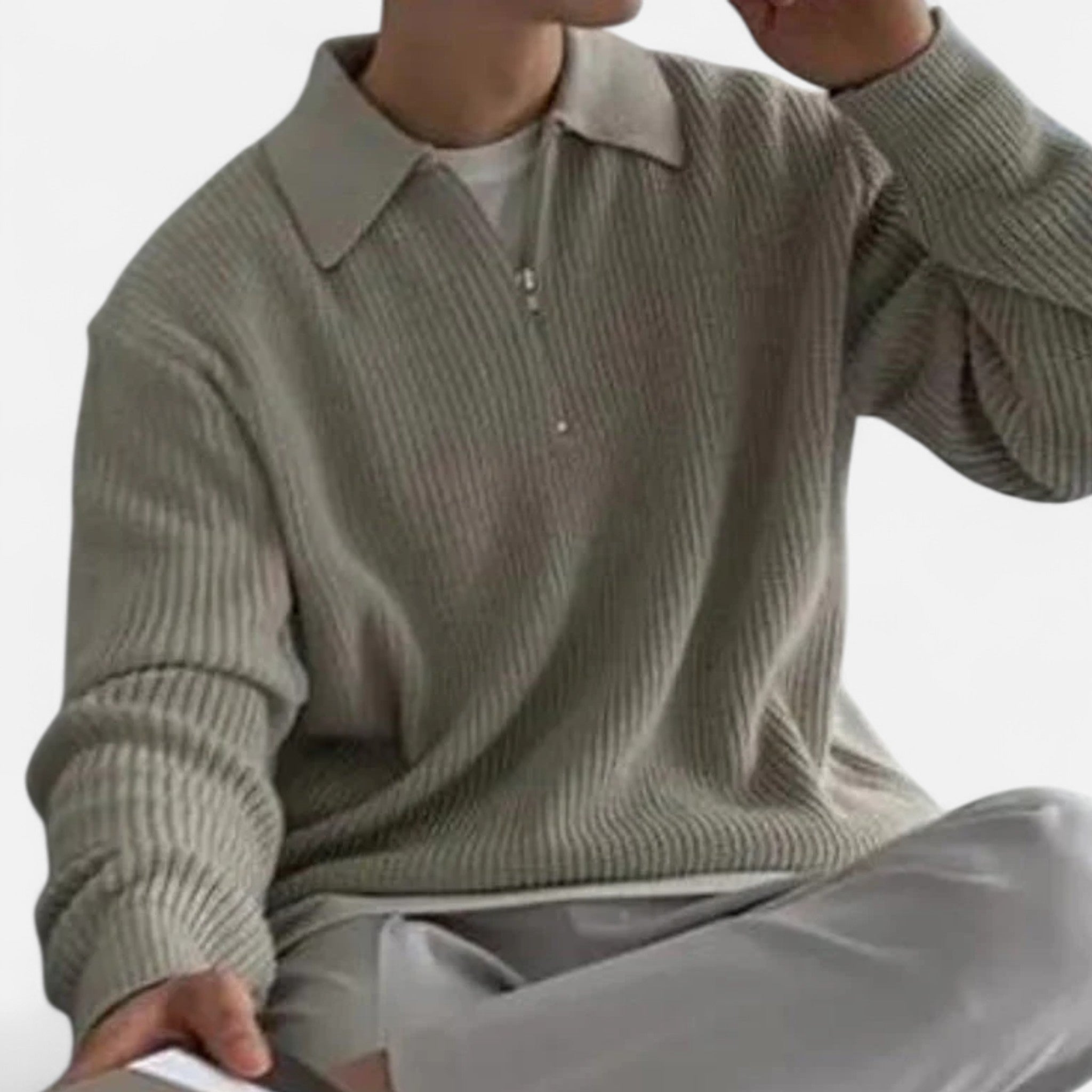 Solènne | Men’s Cotton Half-Zip Knit Sweater