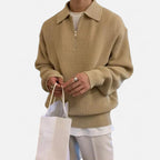 Solènne | Men’s Cotton Half-Zip Knit Sweater