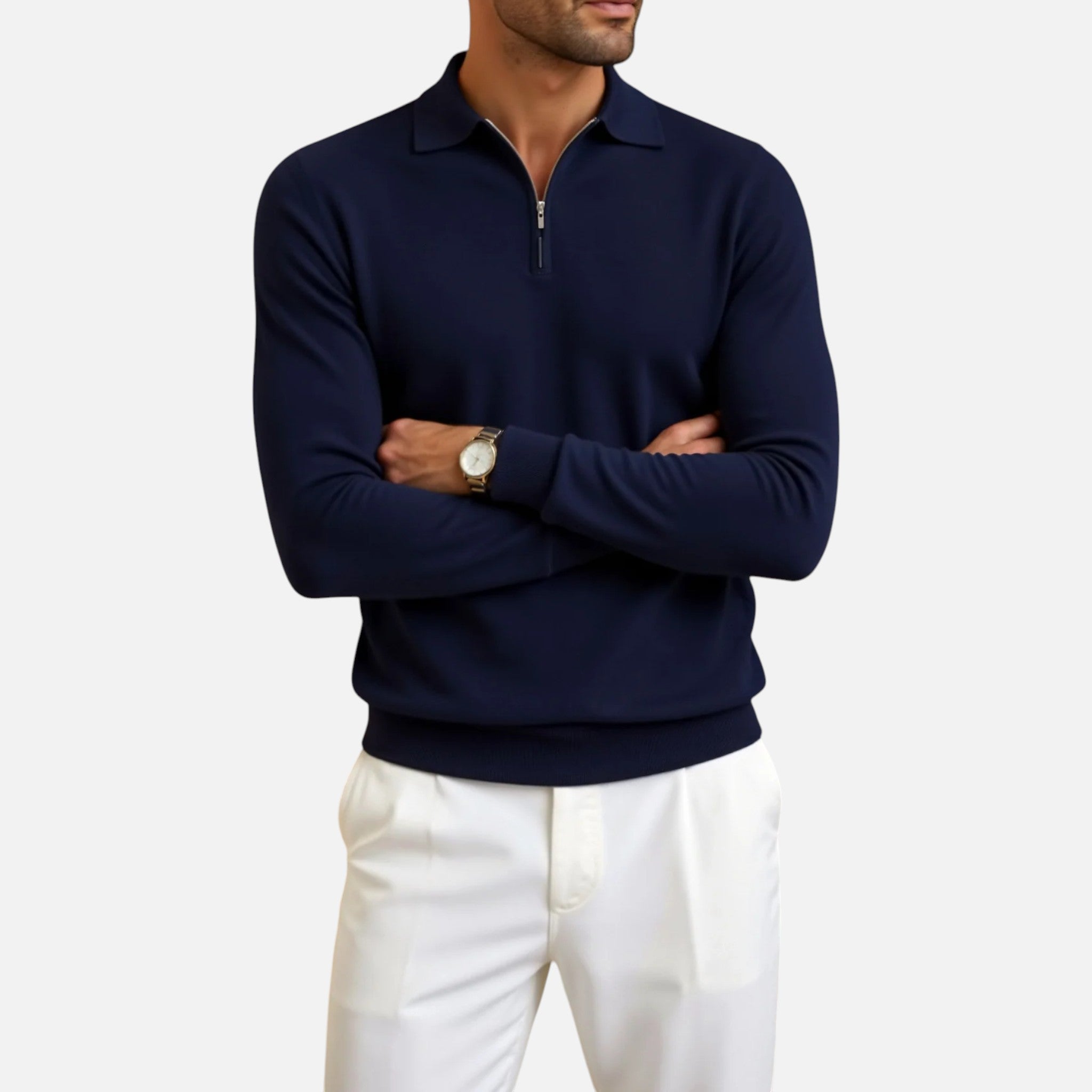 Solènne | Men’s Long-Sleeve Zip-Neck Polo