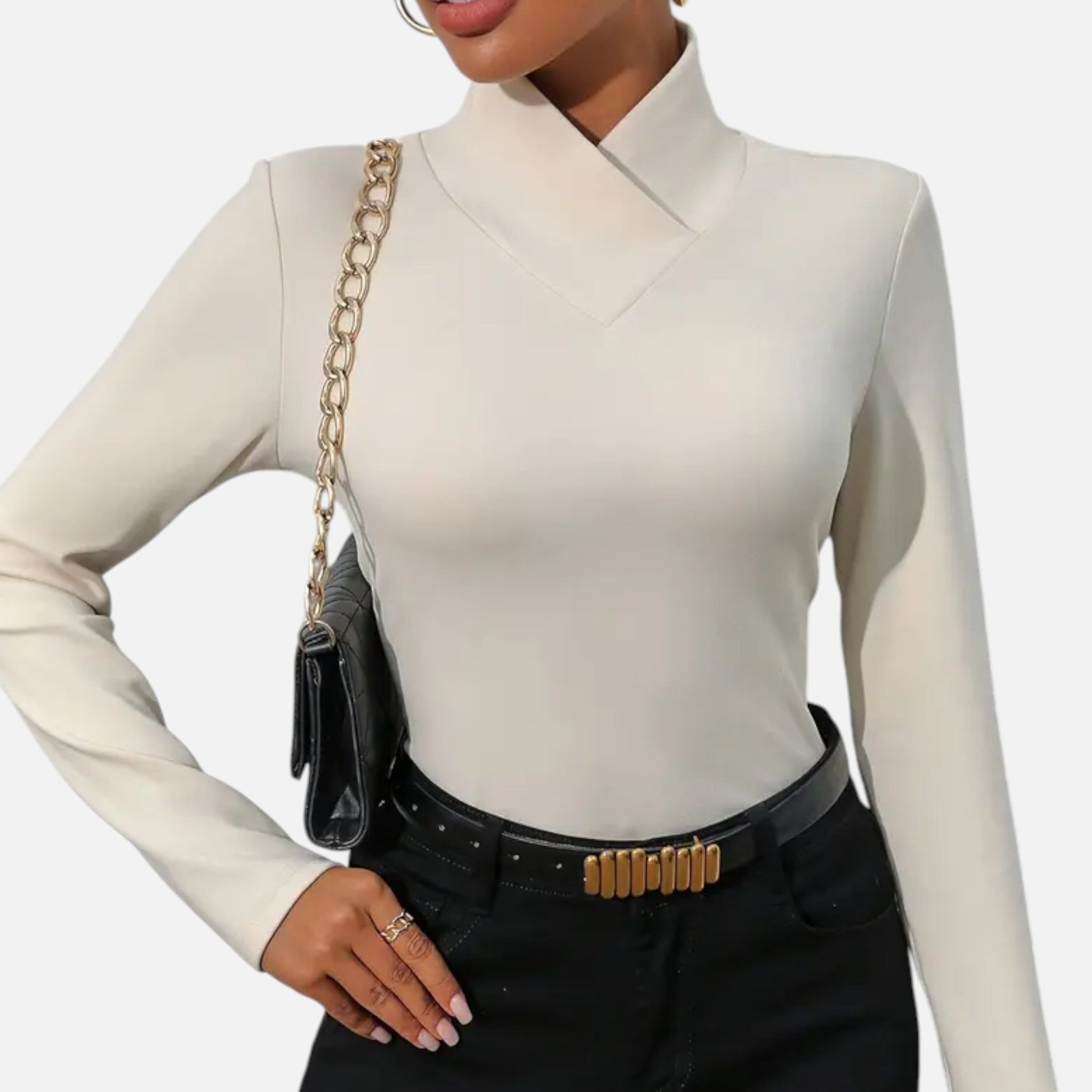 Solènne | Women’s Warm High-Neck Knit Shirt