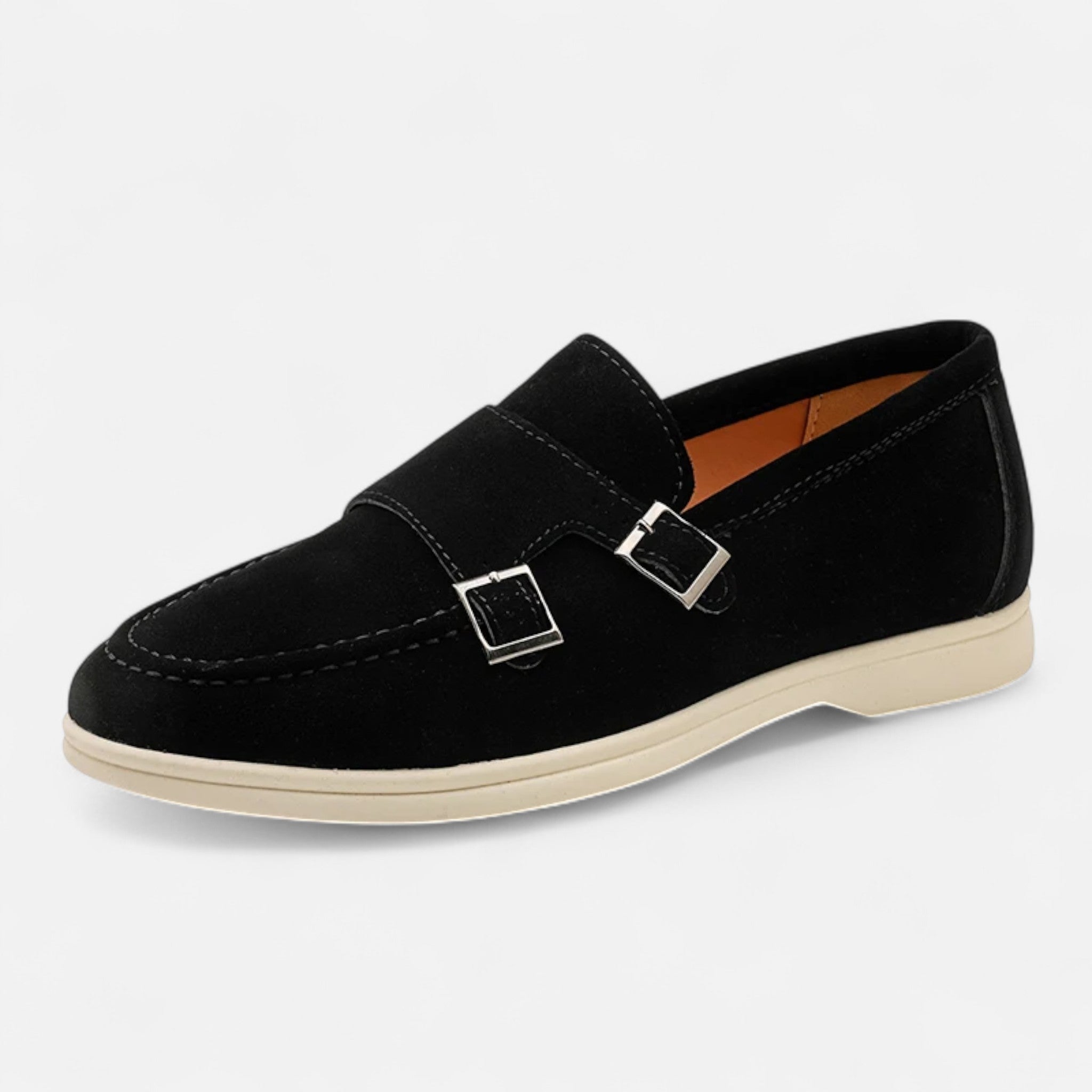 Solènne | Men’s Handmade Suede Double-Buckle Loafers