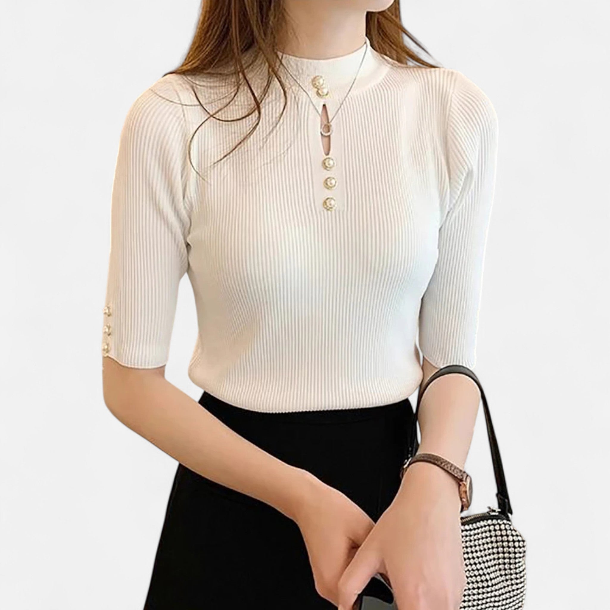 Solènne | Women’s Slim-Fit Knitted Short-Sleeve Sweater